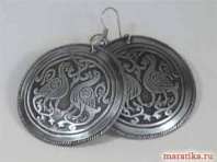 Славянские серьги из мельхиора "Суздальские голуби"