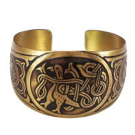 Славянский браслет из латуни "Птица с переплетенным хвостом"