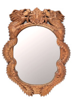 Восточное деревянное овальное зеркало с Драконами 68х54см Восточное деревянное овальное зеркало с Драконами 68х54см