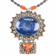 Тибетское колье из лазурита и кораллов