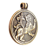 Славянская подвеска из латуни "Могучий лев"