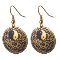 Тибетские серьги из желтого металла с символом ИНЬ-Янь