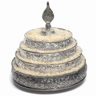 Мандала из 4 колец диаметром 12,5см белый металл