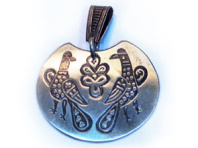 Славянская подвеска из мельхиора "Парные князь-птицы"