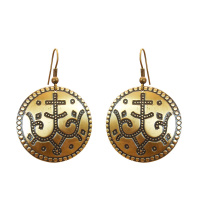 Славянские серьги из латуни "Процветший крест"