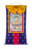 Рисованная Тханка Чудеса Будды Шакьямуни 95х174см Рисованная Тханка Чудеса Будды Шакьямуни 95х174см