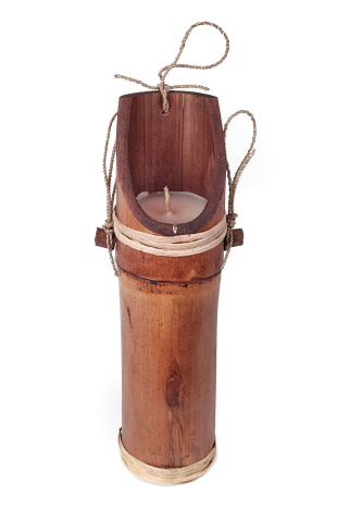 Свеча в бамбуке высота 35см диаметр 9см