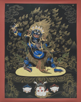 Рисованная Тханка Ваджрапани 41х53см стиль нагтанг (без обшивки) Рисованная Тханка Ваджрапани 41х53см стиль нагтанг (без обшивки)