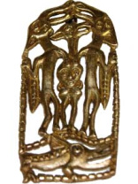 Славянская подвеска из латуни "Альви с двумя небесными лосями на ящере"