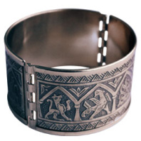 Славянский браслет из мельхиора "Птицы у древа жизни"