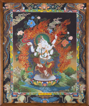 Тханка в стекле Ганеша стиль Невари 45х37