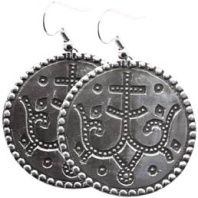 Славянские серьги из мельхиора "Процветший крест"