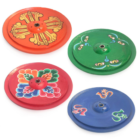 Подставка для благовоний из дерева универсальная Цветное Блюдце диаметр 10см