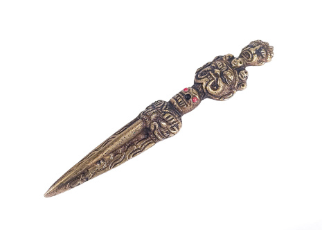 Ритуальный нож Пурба длиной 16см бронза золотистого оттенка