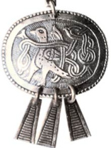 Славянская подвеска из мельхиора "Птица с переплетенным хвостом"