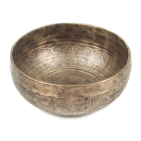 Кованая тибетская поющая чаша с рисунком диаметр 12,5см