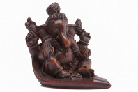 Сувенир из керамики Ганеша четырёх рукий на листе 6см Сувенир из керамики Ганеша четырёх рукий на листе 6см