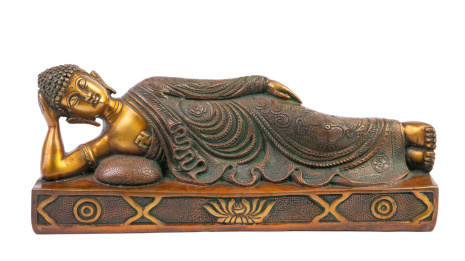 Бронзовая статуя Лежащий Будда в нирване длина 31см