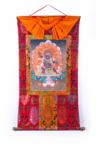 Рисованная Тханка Гуру Драгпо мастера Тубтен- ламы 86х147см
