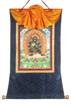 Рисованная Тханка Черный Дзамбала 72х107см Рисованная Тханка Черный Дзамбала 72х107см