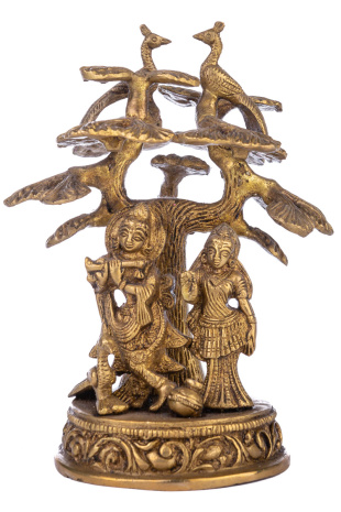 Бронзовая статуя Кришна и Радха под деревом туласи 16см