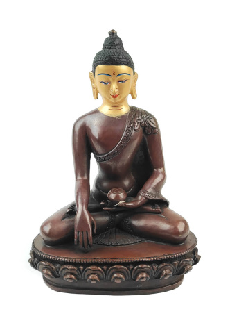 Бронзовая статуя Будда Шакьямуни с золотым лицом 23см