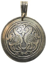 Славянская подвеска из мельхиора "Суздальские голуби 2"