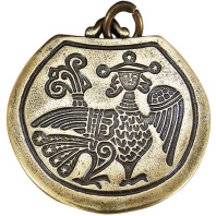 Славянская подвеска из латуни "Алконост 2"