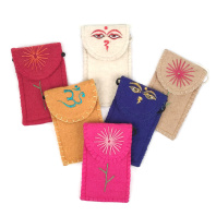 Тибетская сумочка для четок из вяленой шерсти с вышивкой 14х8,5см