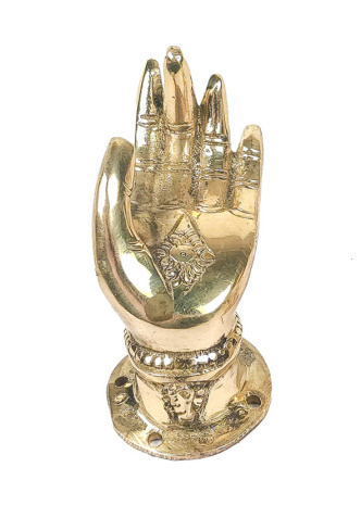 Восточная дверная ручка Рука Будды (левая) 10-11см цвет золотой