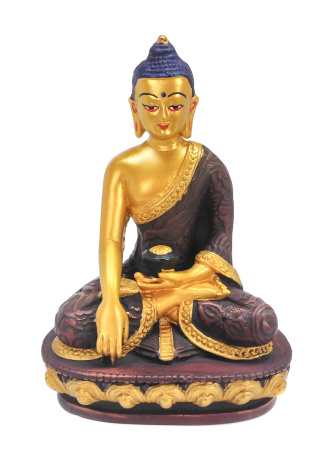 Сувенир из искусственного камня Будда Шакьямуни (золотой) расписной 14см украшен драконами