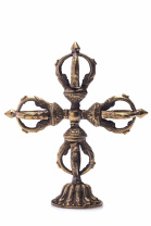 Ваджр пятиконечный Двойной на подставке Вишва-ваджр длиной 16см Ваджр пятиконечный Двойной на подставке Вишва-ваджр длиной 16см