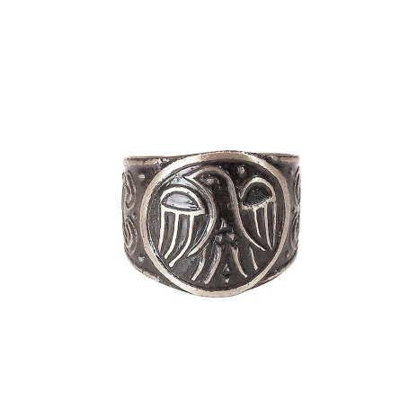 Славянское кольцо из латуни &amp;quot;Сокол&amp;quot; silver