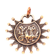 Славянский колт из латуни "Двуголовый грифон, смотрящий вправо"