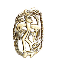 Славянская подвеска из латуни "Крылатый человеколось на ящере"