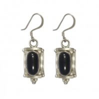 Тибетские серьги с чёрным агатом