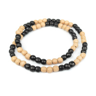 Бусы мужские мелкие из натурального дерева вокруг шей длина 40см