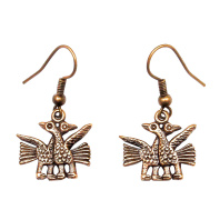 Славянские серьги из латуни "Владимирские гуси-лебеди"