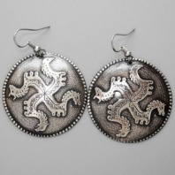 Славянские серьги из мельхиора "Солнцеворот"
