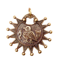 Славянский колт из латуни "Пташка, смотрящая влево"