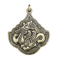 Славянская подвеска из латуни "Костяной дракон"