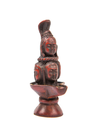Сувенир из керамики Шивалингам с лицами и коброй 9см