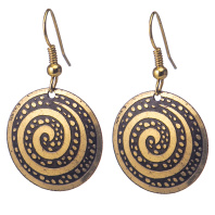 Тибетские серьги из желтого металла с символом Спираль