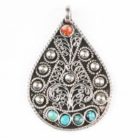Тибетская подвеска Капля с камнями