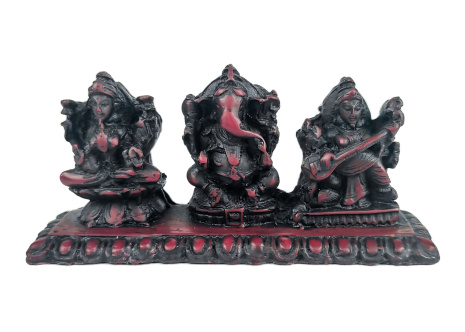 Сувенир из керамики Лакшми Ганеша Сарасвати (для процветания) длина 11см