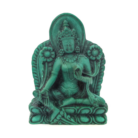 Сувенир из искусственного камня Зеленая Тара расписной 6см (зеленый барельеф)