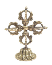 Ваджр пятиконечный Двойной на подставке Вишва-ваджр высота 12,5см Ваджр пятиконечный Двойной на подставке Вишва-ваджр высота 12,5см