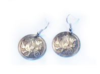 Славянские серьги из мельхиора "Двуглавые грифоны"