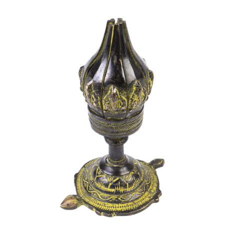 Восточный подсвечник Лотос темная бронза с патиной с изображением Ганеша высотой 15см