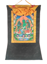 Рисованная Тханка Зеленая Тара 54х75см Рисованная Тханка Зеленая Тара 54х75см
